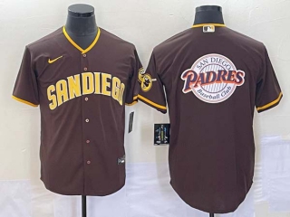 Men's San Diego Padres Blank Borwn Big Logo With Patch Stitched Cool Base Baseball Jersey