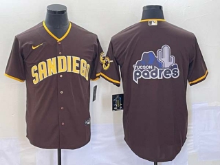 Men's San Diego Padres Blank Borwn Big Logo With Patch Stitched Cool Base Baseball Jerseys