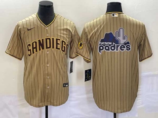 Men's San Diego Padres Blank Sand Brown Big Logo With Patch Stitched Baseball Cool Base Jerseys