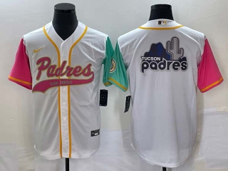 Men's San Diego Padres Blank White Big Logo 2023 City Connect Cool Base Stitched Jersey