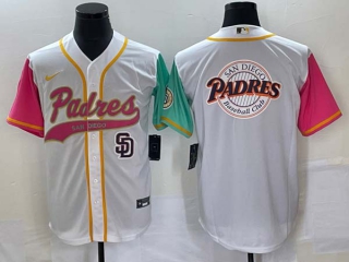 Men's San Diego Padres Blank White Big Logo 2023 City Connect Stitched Baseball Cool Base Jersey
