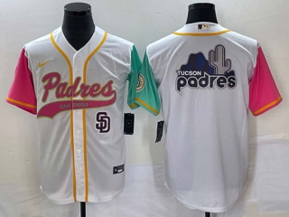 Men's San Diego Padres Blank White Big Logo 2023 City Connect Cool Base Stitched Jerseys