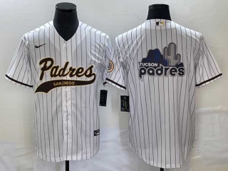 Men's San Diego Padres Blank White Big Logo Cool Base With Patch Stitched Baseball Jersey