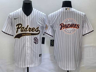 Men's San Diego Padres Blank White Big Logo Cool Base With Patch Stitched Baseball Jerseys