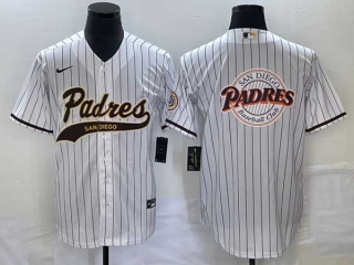 Men's San Diego Padres Blank White Big Logo With Patch Stitched Cool Base Baseball Jerseys