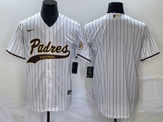 Men's San Diego Padres Blank White Cool Base With Patch Stitched Baseball Jersey
