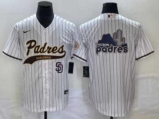 Men's San Diego Padres Blank White Big Logo With Patch Stitched Cool Base Baseball Jersey