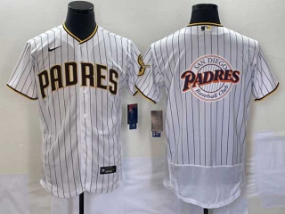 Men's San Diego Padres Blank White With Patch Big Logo Stitched Flex Base Baseball Jerseys