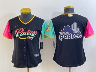 Women's San Diego Padres Blank Black Big Logo 2022 City Connect Cool Base Stitched Jersey