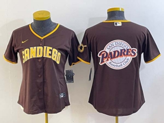 Women's San Diego Padres Blank Brown Big Logo 2023 City Connect Cool Base Stitched Jerseys
