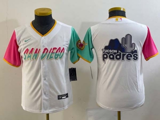 Women's San Diego Padres Blank White Big Logo 2022 City Connect Cool Base Stitched Jersey
