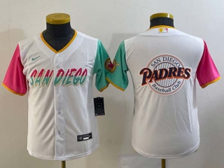 Women's San Diego Padres Blank White Big Logo 2022 City Connect Cool Base Stitched Jerseys