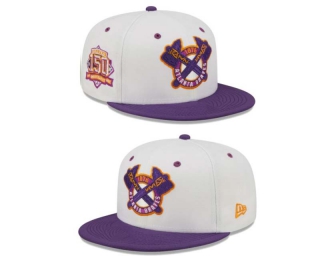 MLB Atlanta Braves New Era White Purple 150th Anniversary 9FIFTY Snapback Hat 2041