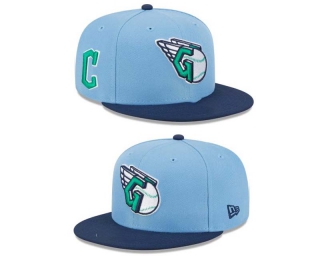 MLB Cleveland Guardians New Era Light Blue Navy Green Undervisor 9FIFTY Snapback Hat 2022