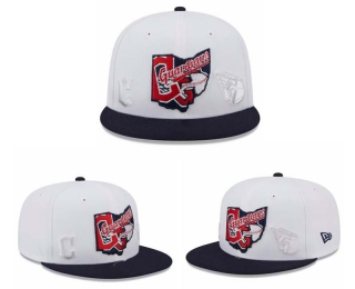 MLB Cleveland Guardians New Era White Navy State 9FIFTY Snapback Hat 2024