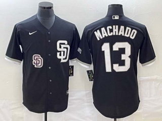 Men's San Diego Padres #13 Manny Machado Black 2023 Cool Base Stitched Jersey (2)