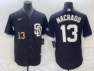 Men's San Diego Padres #13 Manny Machado Black 2023 Cool Base Stitched Jersey (3)