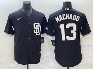 Men's San Diego Padres #13 Manny Machado Black 2023 Cool Base Stitched Jersey (1)