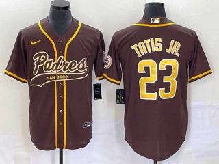 Men's San Diego Padres #23 Fernando Tatis Jr. Brown NEW 2023 Cool Base Stitched Jersey (1)