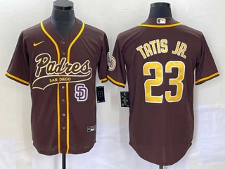Men's San Diego Padres #23 Fernando Tatis Jr. Brown NEW 2023 Cool Base Stitched Jersey (2)