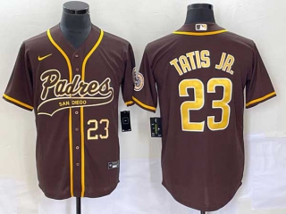 Men's San Diego Padres #23 Fernando Tatis Jr. Brown NEW 2023 Cool Base Stitched Jersey (3)