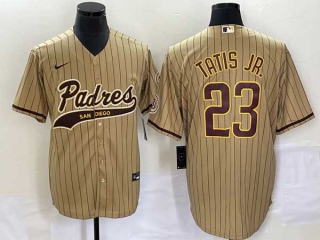 Men's San Diego Padres #23 Fernando Tatis Jr. Tan NEW 2023 Cool Base Stitched Jersey (1)