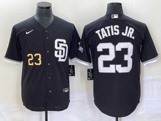 Men's San Diego Padres #23 Fernando Tatis Jr. Black Cool Base Stitched Baseball Jersey (3)