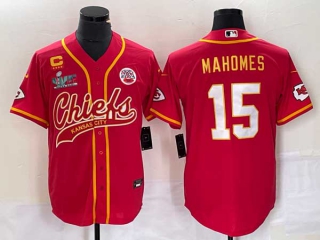 Men's Kansas City Chiefs #15 Patrick Mahomes Red Super Bowl Stitched Cool Base Nike Baseball Jersey