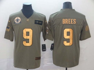 Men's New Orleans Saints #9 Drew Brees Olive Gold Stitched Nike Limited Jersey