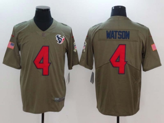 Men's Houston Texans #4 Deshaun Watson Olive 2022 Salute To Service Limited Stitched Jersey
