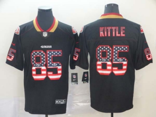 Men's San Francisco 49ers #85 George Kittle Black Stitched NFL Limited Rush USA Flag Jersey