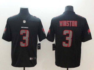 Men's Tampa Bay Buccaneers #3 Jameis Winston Black Stitched NFL Limited Rush Impact Jersey