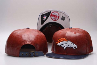 NFL Denver Broncos New Era Brown Navy Leather 9FIFTY Snapback Hat 5003