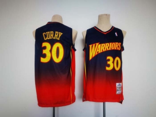 Men's NBA Golden State Warriors #30 Stephen Curry Black Orange Retro Jersey