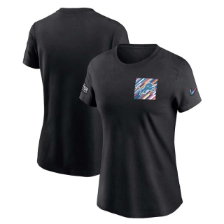 Women's Detroit Lions 2023 NFL Crucial Catch Sideline Tri-Blend Nike Black T-Shirt