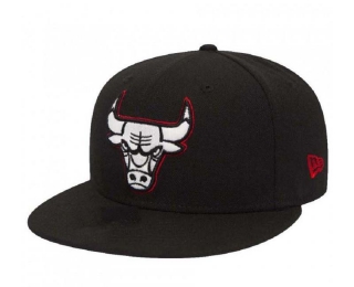NBA Chicago Bulls New Era Black White Logo 9FIFTY Snapback Hat 2208