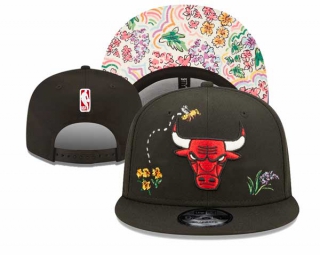 NBA Chicago Bulls Watercolor Floral Black New Era 9FIFTY Snapback Hat 3061