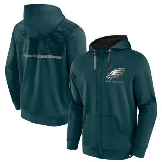 Men's NFL Philadelphia Eagles Fanatics Branded Midnight Green Defender Evo Full-Zip Hoodie