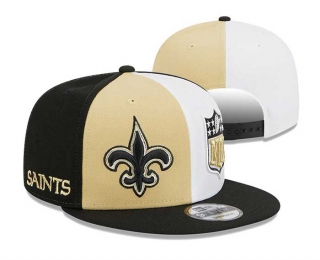 NFL New Orleans Saints New Era Vegas Gold Black 2023 Sideline 9FIFTY Snapback Hat 3038