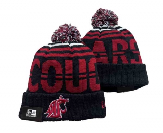 NCAA Washington State Cougars New Era Black Beanies Knit Hat 3001