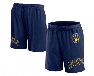 Men's MLB Milwaukee Brewers Fanatics Branded Navy Clincher Mesh Shorts