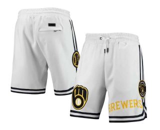 Men's MLB Milwaukee Brewers Pro Standard White Team Logo Shorts