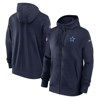 Men's NFL Dallas Cowboys Nike Navy Sideline Club Performance Full-Zip Hoodie