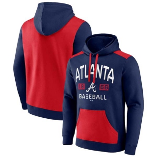 Men's MLB Atlanta Braves Fanatics Branded Navy Red Chip In Team Pullover Hoodie
