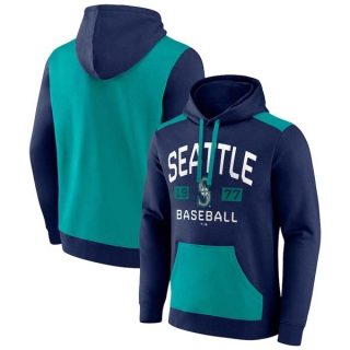 Men's MLB Seattle Mariners Fanatics Branded Navy Aqua Chip In Team Pullover Hoodie