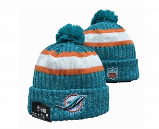 NFL Miami Dolphins New Era Aqua 2023 Sideline Cuffed Knit Hat With Pom 3051