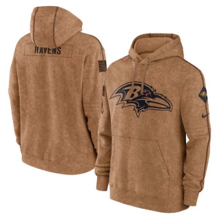 Men's NFL Baltimore Ravens Nike Brown 2023 Salute To Service Club Pullover Hoodie