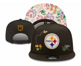 NFL Pittsburgh Steelers New Era Watercolor Floral Black 9FIFTY Snapback Hat 3048