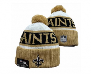 NFL New Orleans Saints New Era Vegas Gold White 2023 Sideline Beanies Knit Hat 3049
