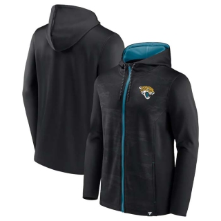Men's NFL Jacksonville Jaguars Fanatics Branded Black Teal Ball Carrier Full Zip Hoodie